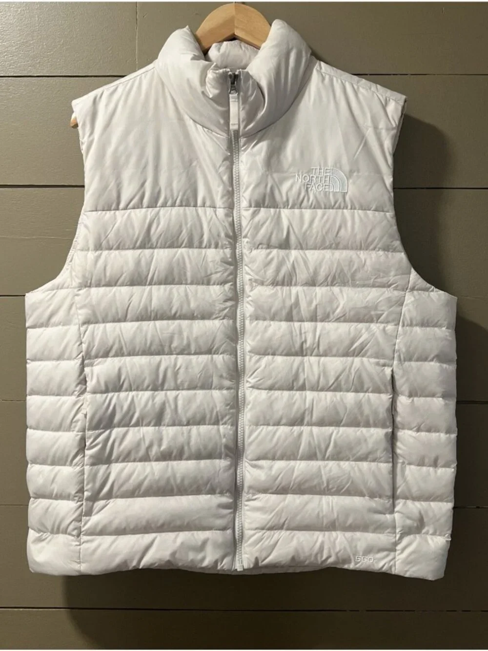 The North Face Full Zip 550 Down Flare Vest II Men's Large Light Ivory